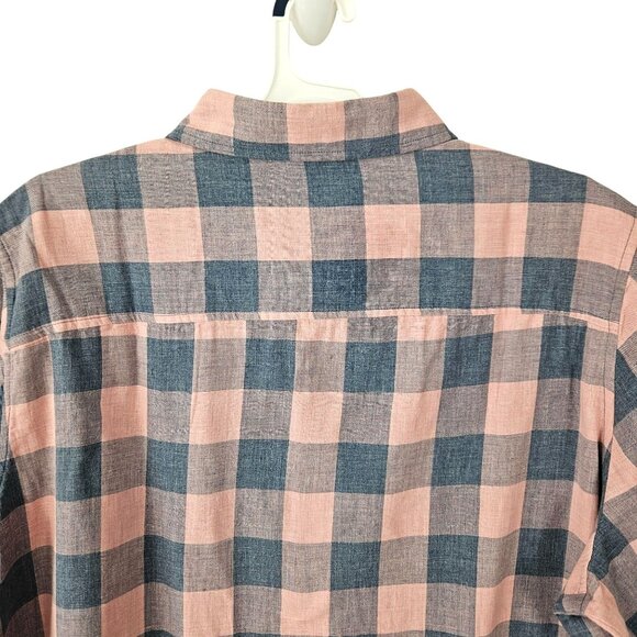 Mens 2XB Big & Tall Goodfellow & Co Pink & Blue Plaid Short Sleeve Cotton Shirt - Picture 5 of 9
